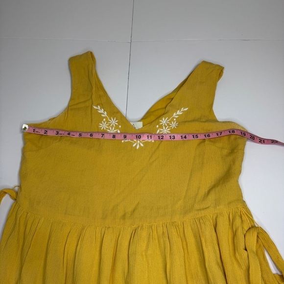 Joie Mustard Yellow Embroidered Tiered Maxi Dress Size 12 - Picture 4 of 7